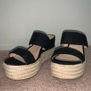 X2B Black Suede, Platform/Wedge, Espadrille Slides